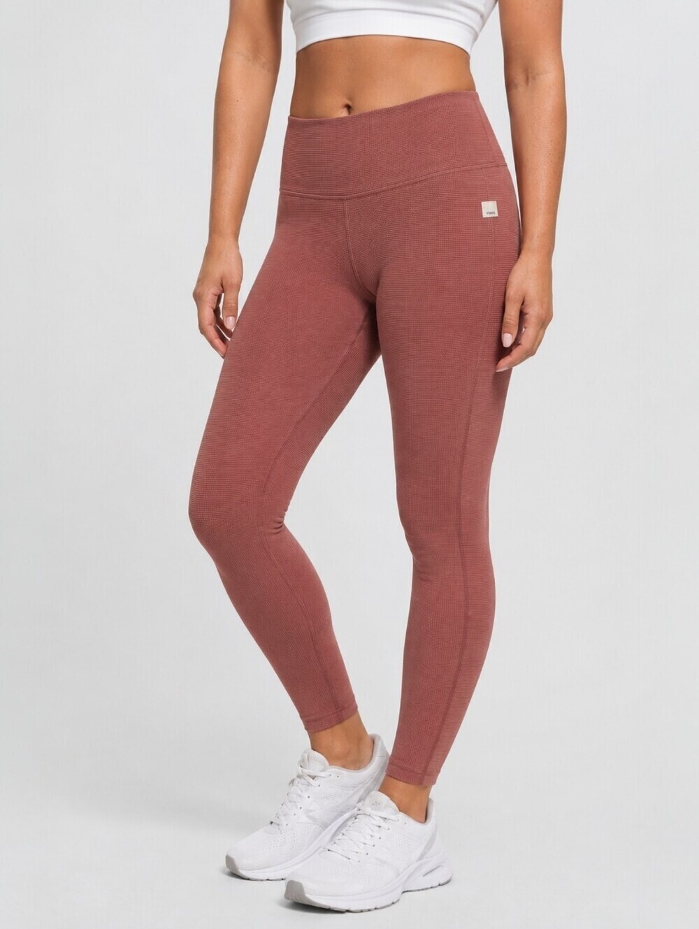 Vuori Bayview Waffle Knit Thermal Leggings Rosewood Pink Size M